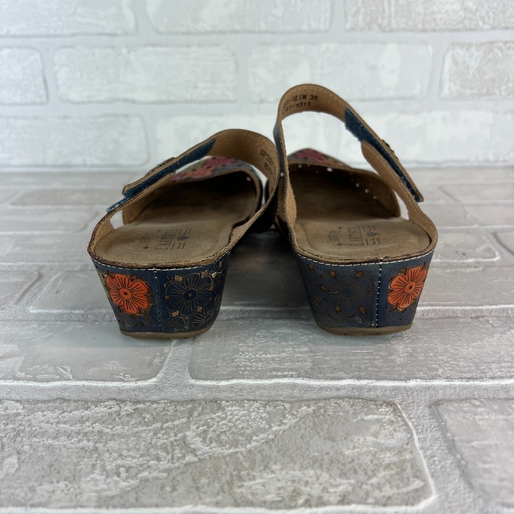 L'Artiste Spring Step Mary Jane Sandals Womens 38 7.5 8 Spikey Blum Floral Wedge - Picture 6 of 16